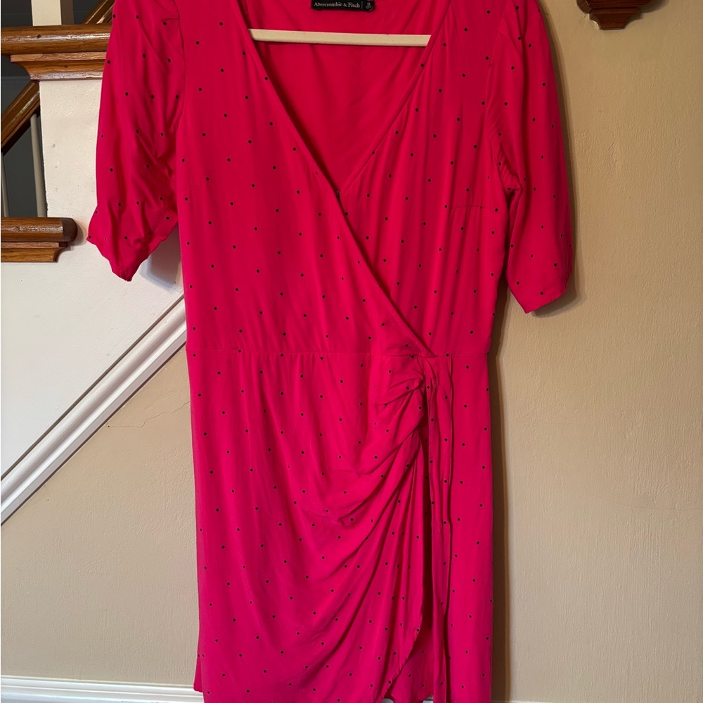 Pink Polka Dot Abercrombie & Fitch Mini Wrap Dress